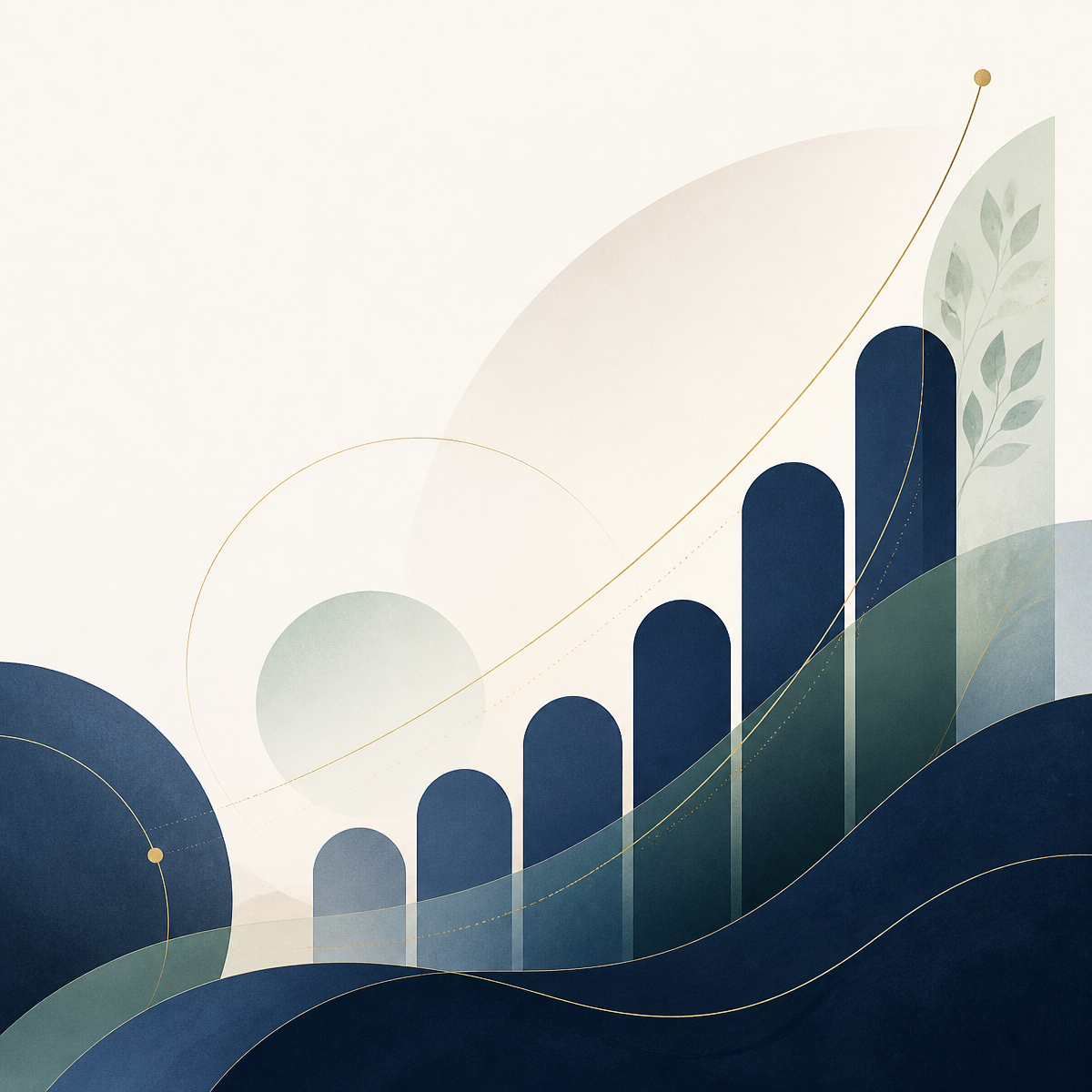 Abstract illustration of steady, long-term investment growth